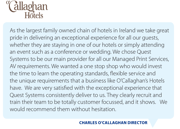 Ocallaghan hotels testimonials